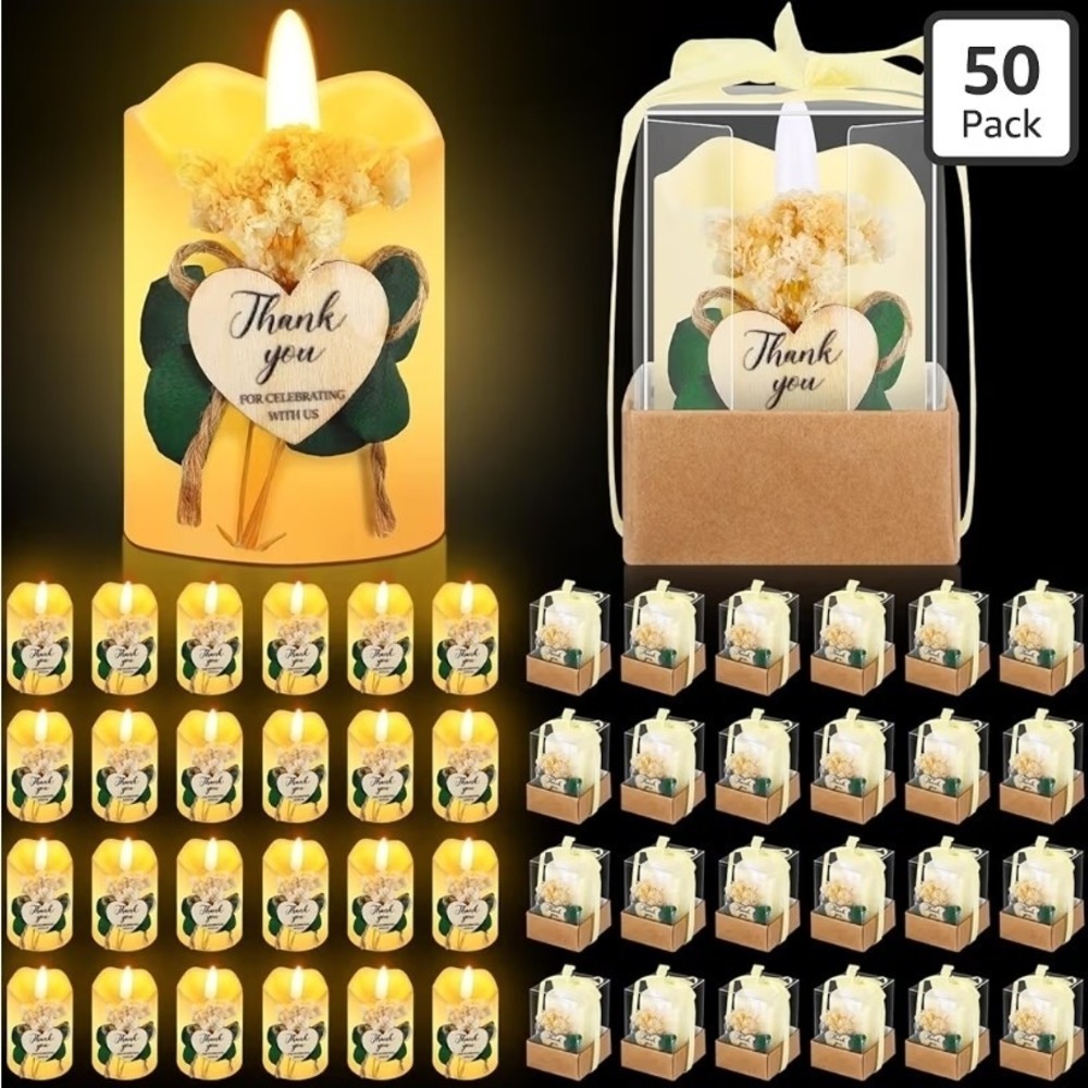 Retisee Wedding Bridal Shower Candle Favors for Guests - Wood (32 Sets)